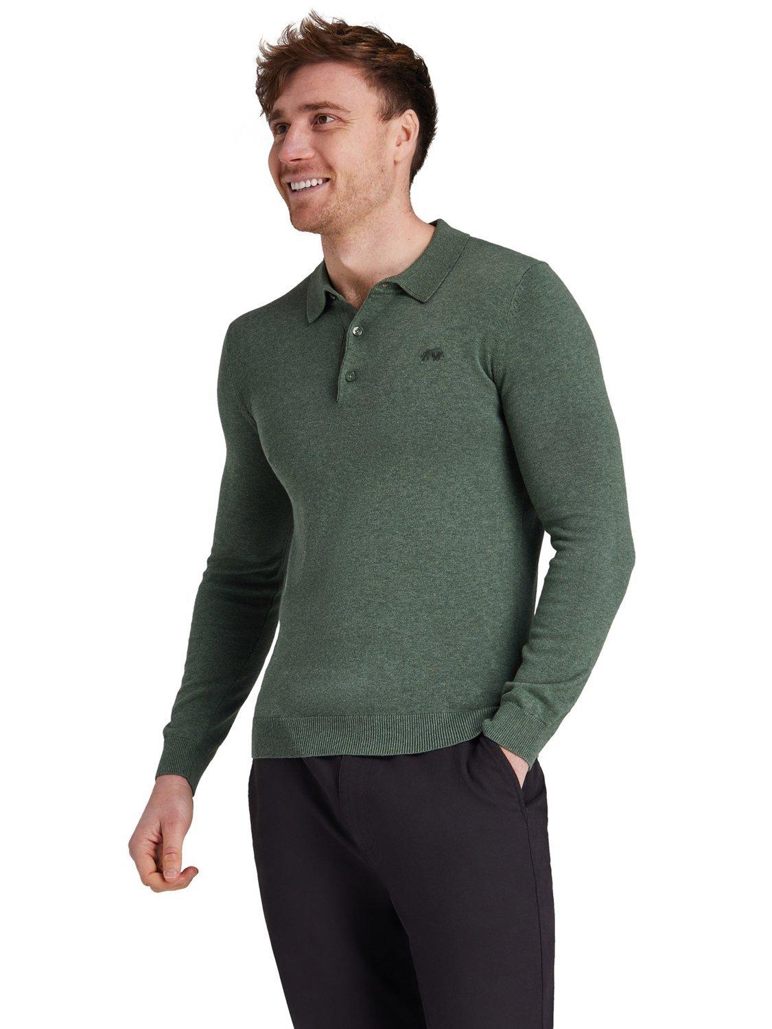 Product image 6 of 6, which shows Raging Bull Classic Knitted Cotton Polo Shirt, Sage, S