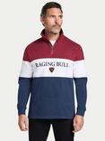 Raging Bull Cut & Sew Panel Quarter Zip Jumper, Navy/Red
