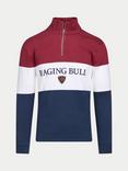Raging Bull Cut & Sew Panel Quarter Zip Jumper, Navy/Red
