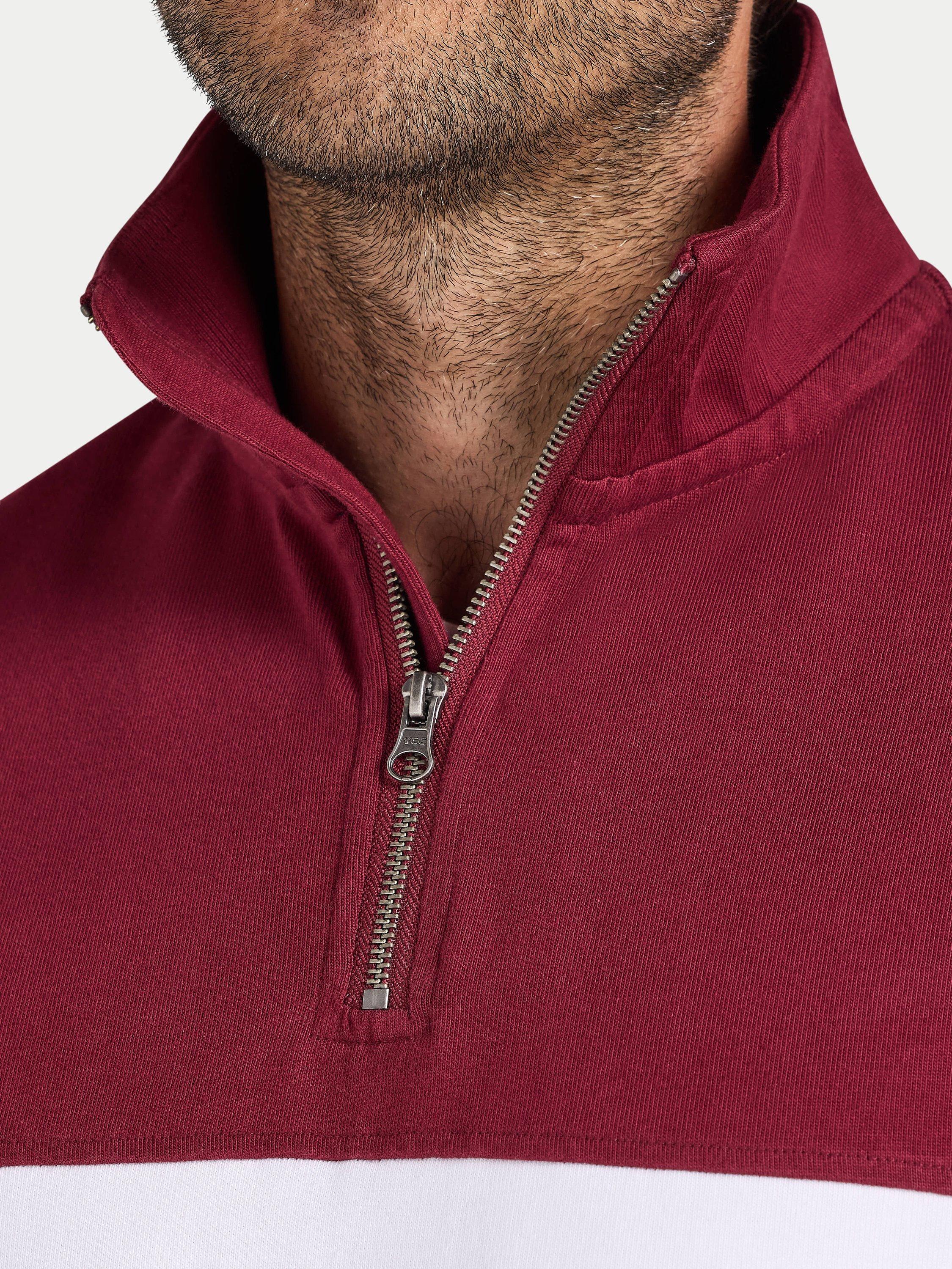 Product image 6 of 8, which shows Raging Bull Cut & Sew Panel Quarter Zip Jumper, Navy/Red, S