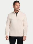 Raging Bull Tonal Embroidered Quarter Zip Jumper, Ecru Marl