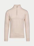 Raging Bull Tonal Embroidered Quarter Zip Jumper, Ecru Marl