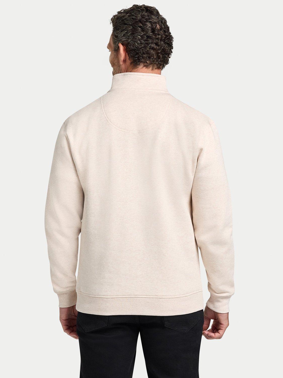 Product image 3 of 6, which shows Raging Bull Tonal Embroidered Quarter Zip Jumper, Ecru Marl, S