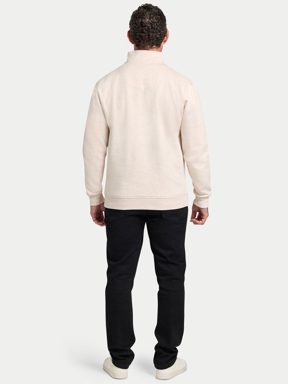 Product image 6 of 6, which shows Raging Bull Tonal Embroidered Quarter Zip Jumper, Ecru Marl, S