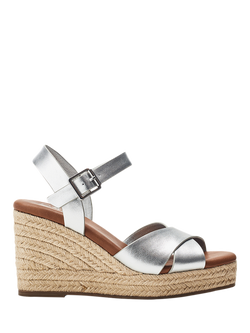 Moda in Pelle Jasminium Leather Wedge Sandals, Silver