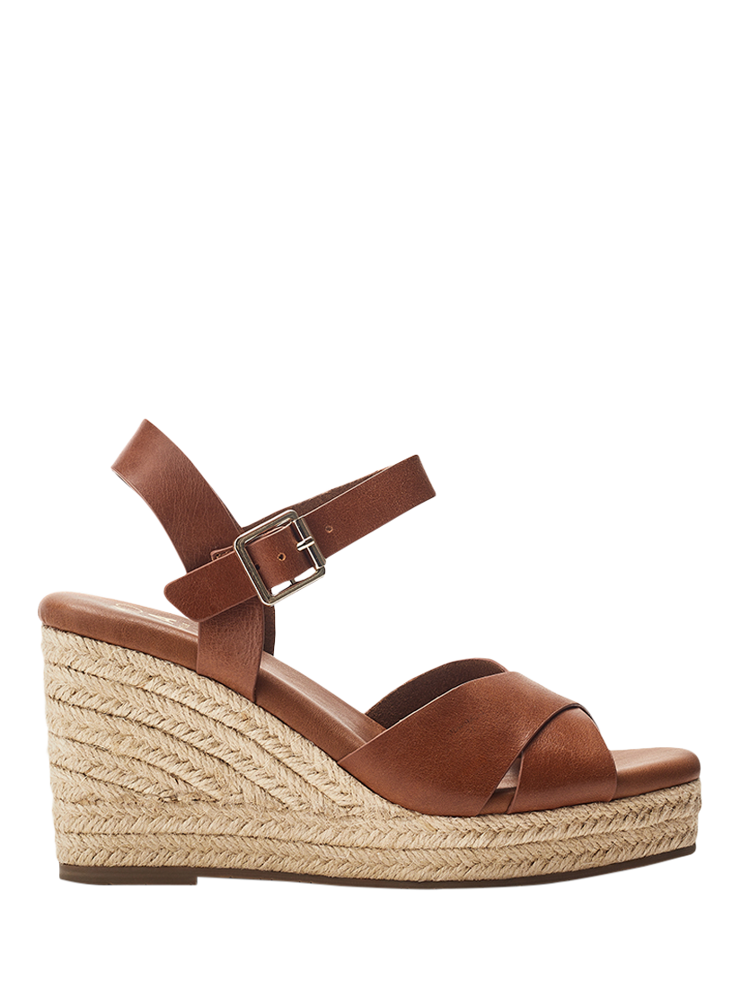 Product image 1 of 4, which shows Moda in Pelle Jasminium Leather Wedge Sandals, Tan, 3