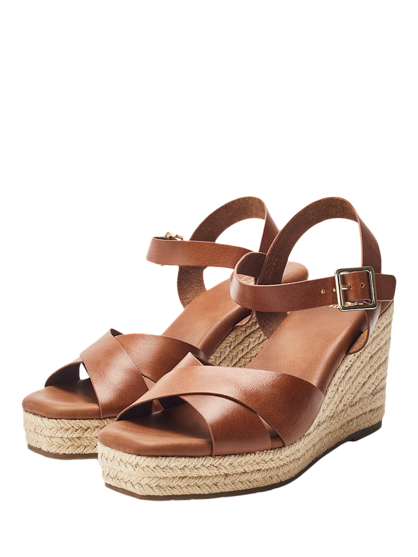 Product image 2 of 4, which shows Moda in Pelle Jasminium Leather Wedge Sandals, Tan, 3