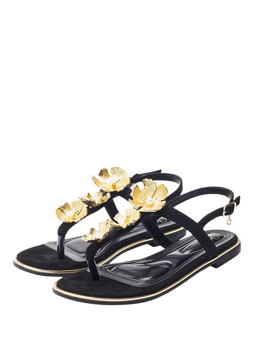 Product image 2 of 4, which shows Moda in Pelle Jewelle Embellished Flat Sandals, Black, 3