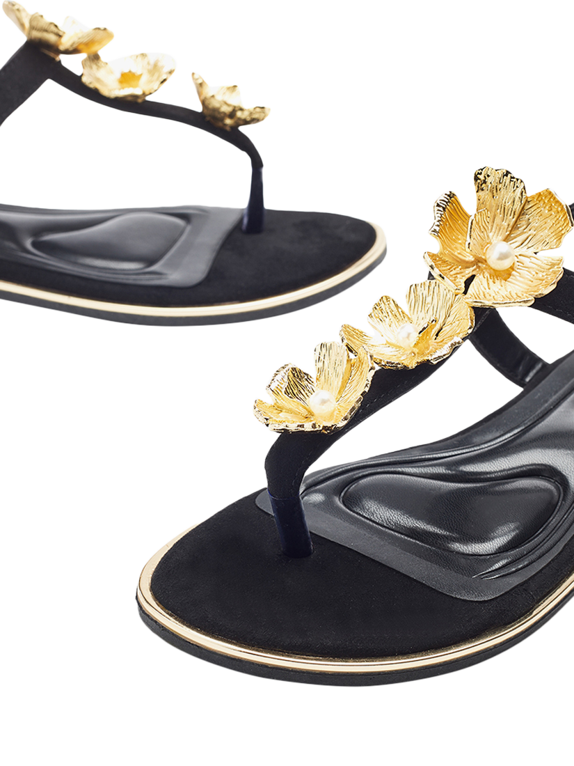 Product image 4 of 4, which shows Moda in Pelle Jewelle Embellished Flat Sandals, Black, 3