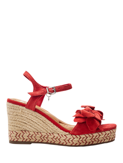 Moda in Pelle Mistee Suede Flower Wedge Sandals, Red, Red