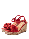 Moda in Pelle Mistee Suede Flower Wedge Sandals, Red