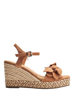 Moda in Pelle Mistee Suede Flower Wedge Sandals, Tan, Tan