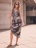 Mint Velvet Palm Print Midi Dress, Brown/Multi