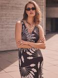 Mint Velvet Palm Print Midi Dress, Brown/Multi
