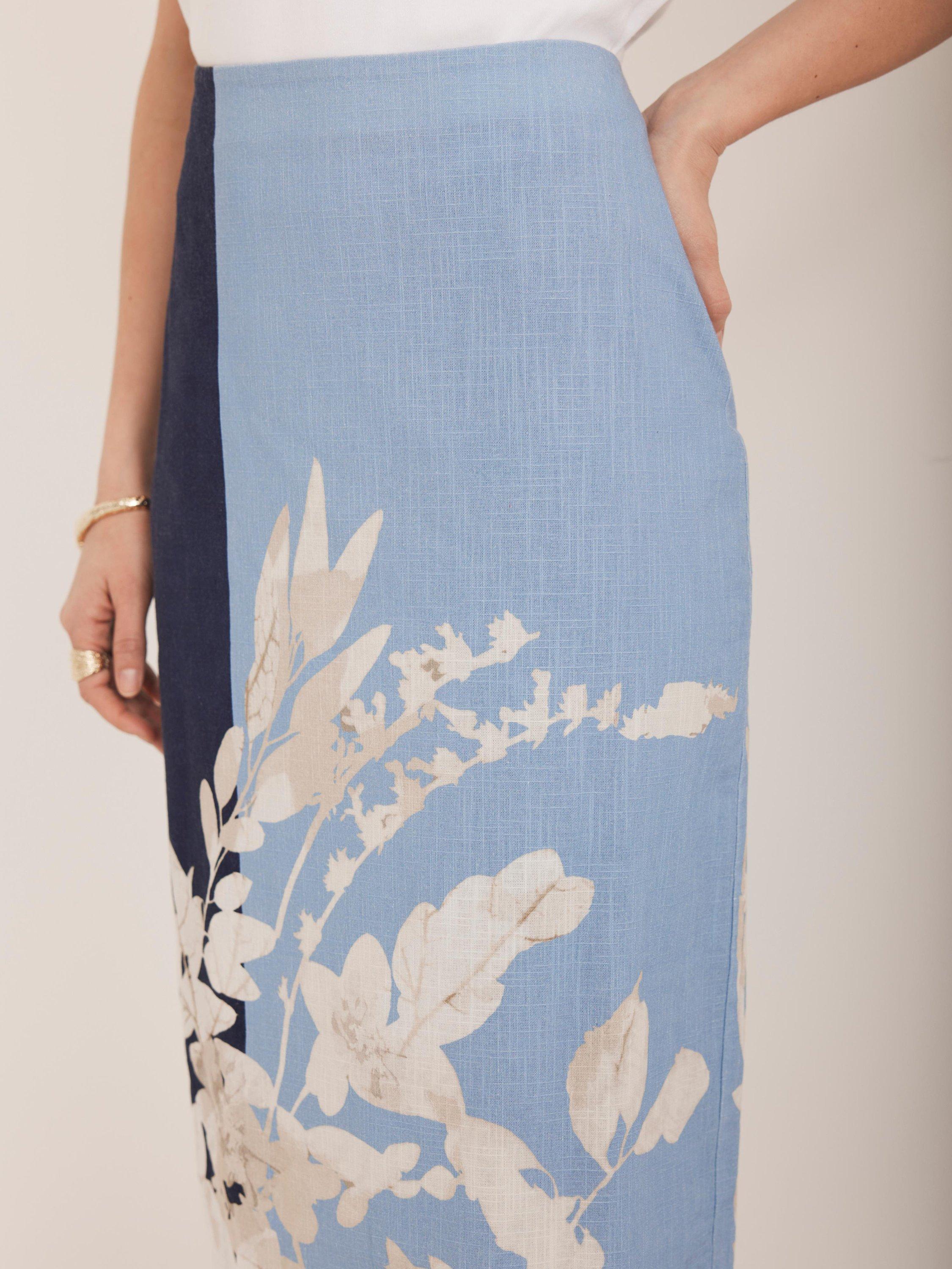 Product image 4 of 7, which shows Mint Velvet Floral Pencil Skirt, Blue/Multi, 6