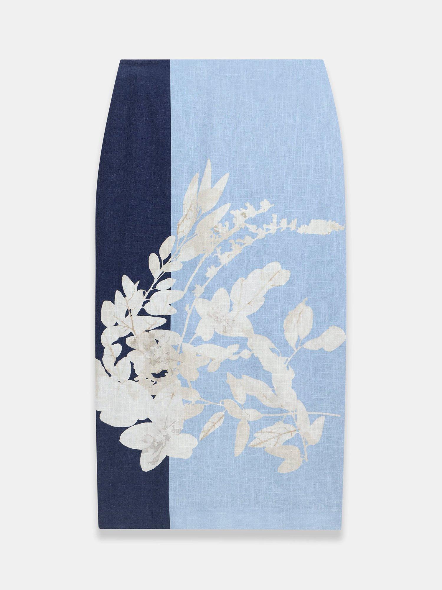 Product image 6 of 7, which shows Mint Velvet Floral Pencil Skirt, Blue/Multi, 6