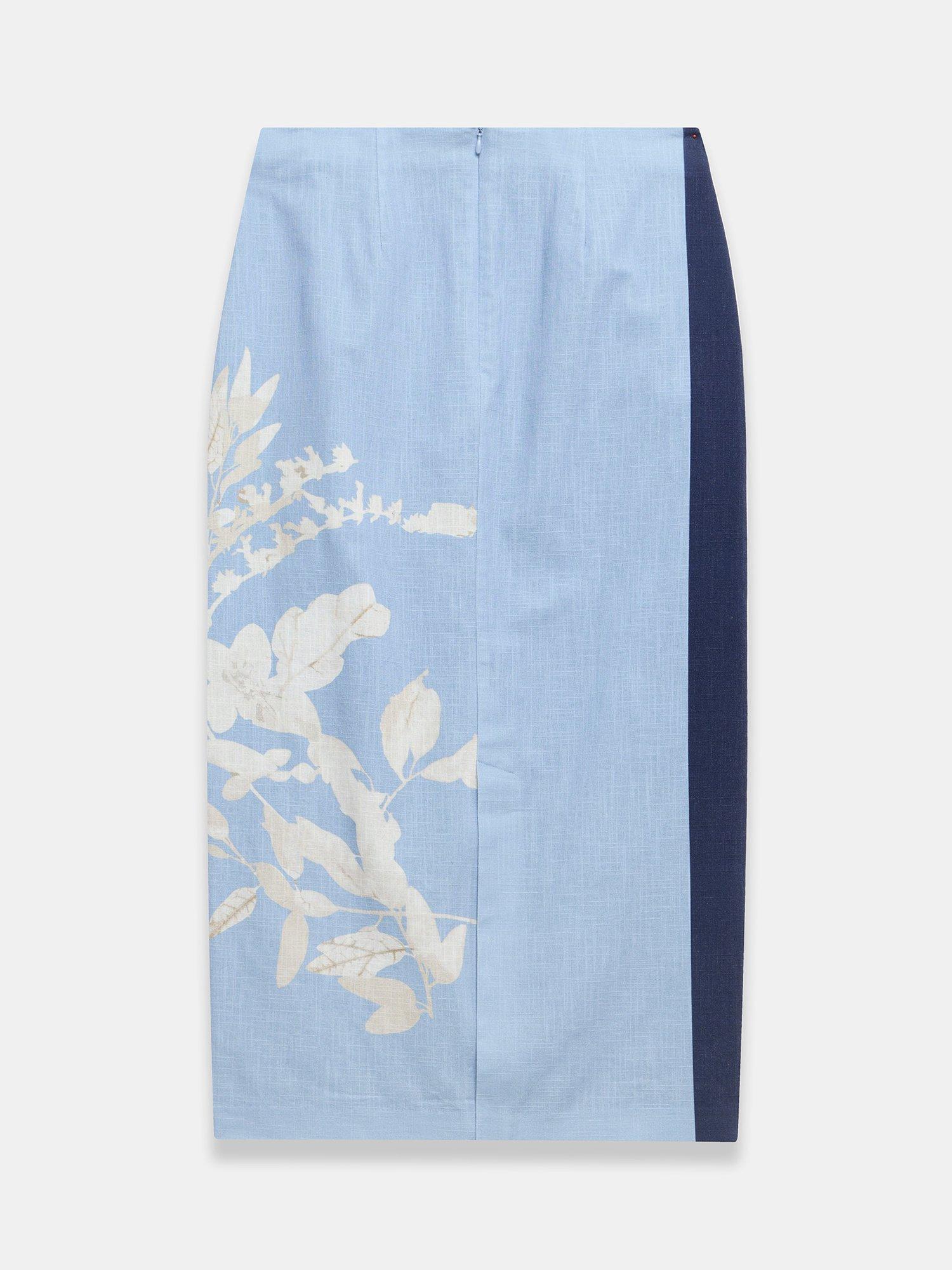Product image 7 of 7, which shows Mint Velvet Floral Pencil Skirt, Blue/Multi, 6