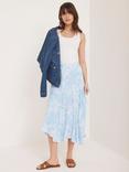 Mint Velvet Floral Asymmetric Skirt, Blue/Multi