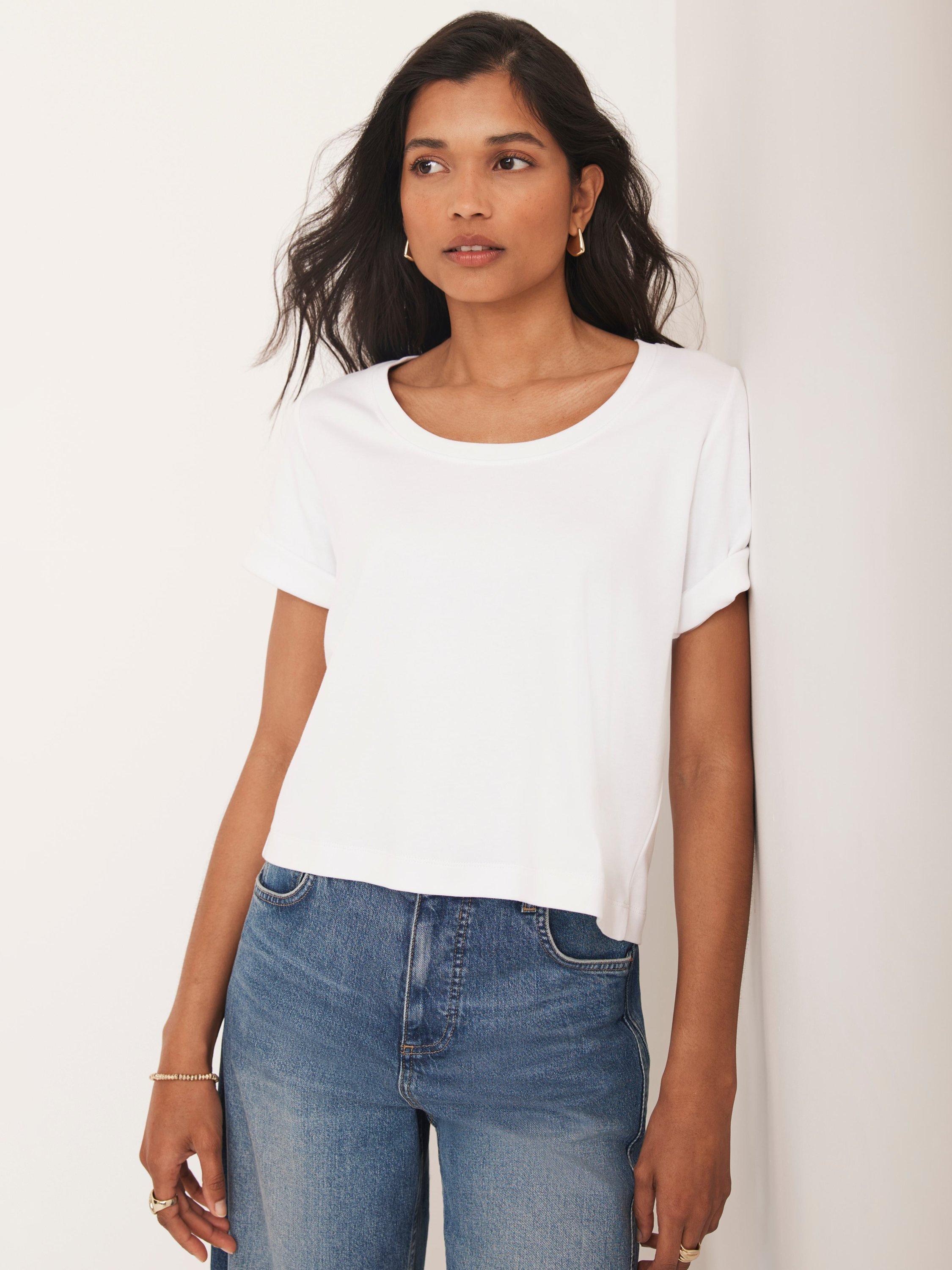 Mint Velvet Scoop Neck T-Shirt, White