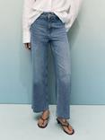 Mango Catherin High Rise Culotte Jeans, Mid Blue