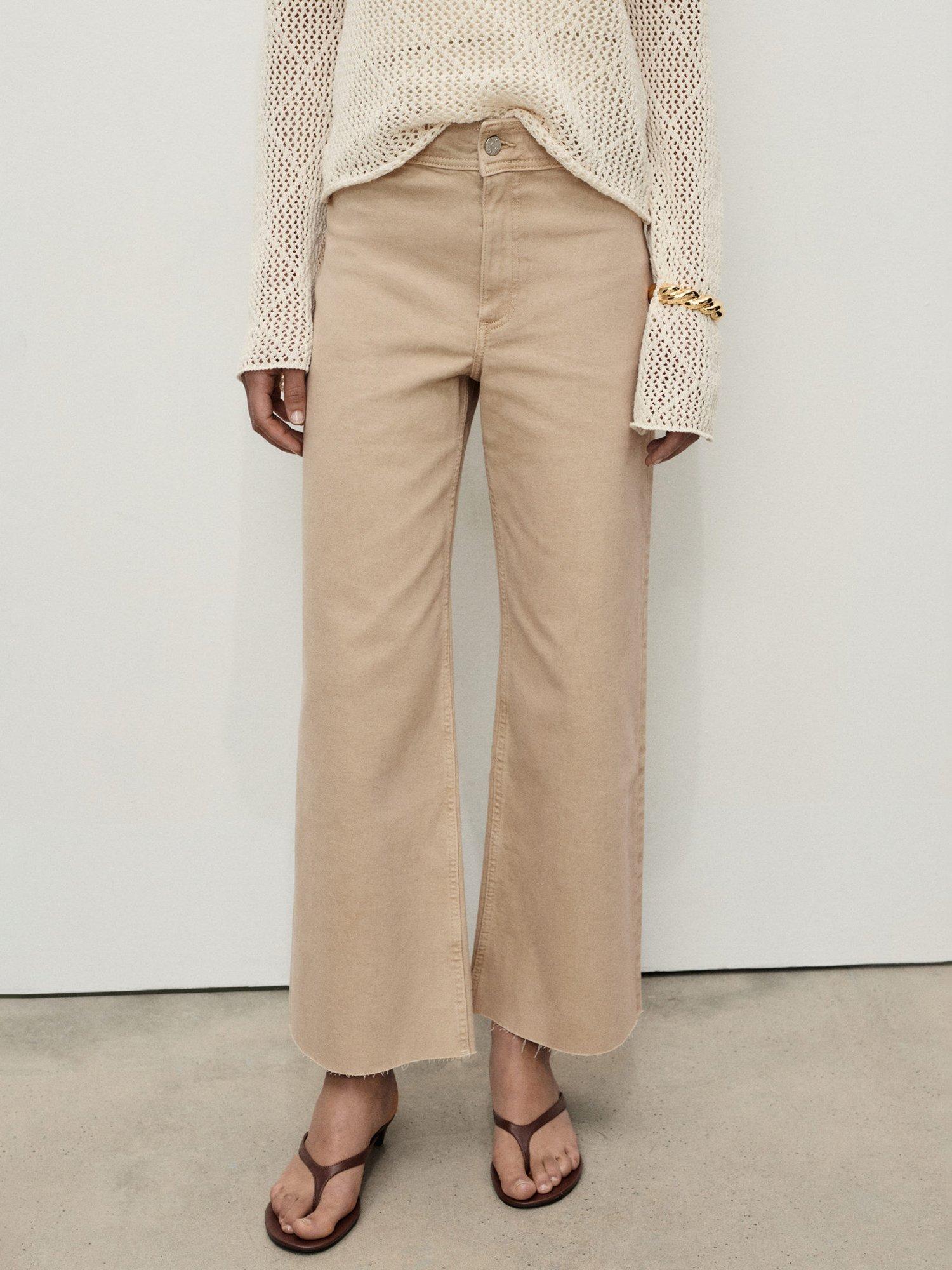 Product image 1 of 8, which shows Mango Catherin High Rise Culotte Trousers, Light Pastel Brown, 4