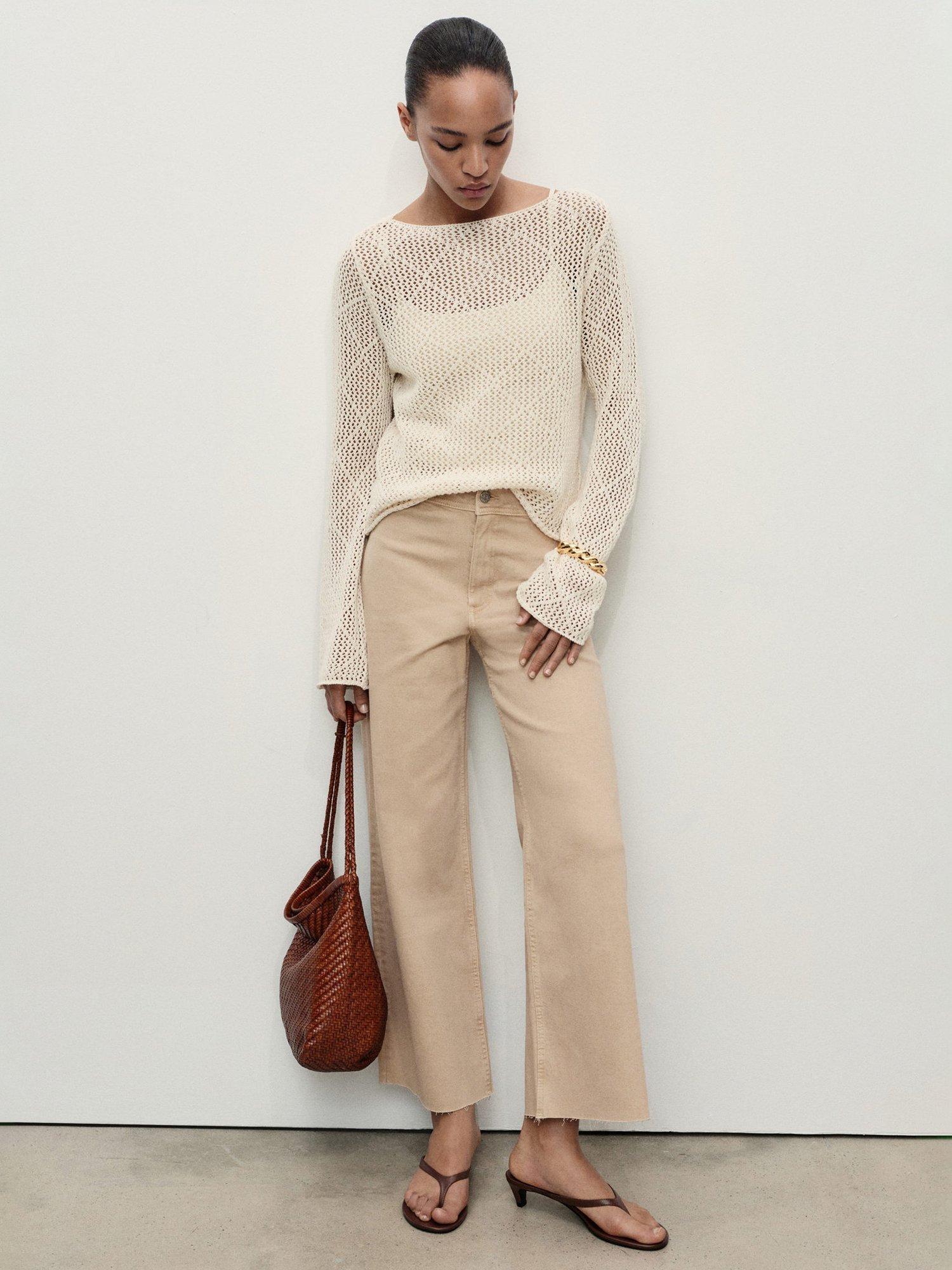 Product image 2 of 8, which shows Mango Catherin High Rise Culotte Trousers, Light Pastel Brown, 4