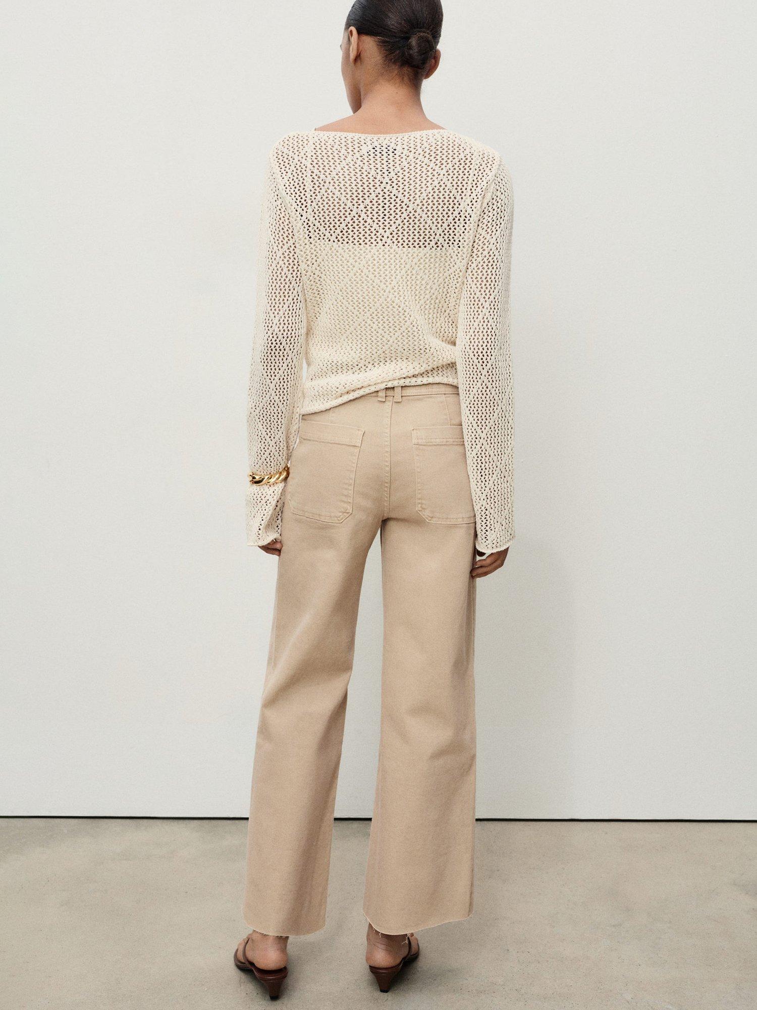 Product image 4 of 8, which shows Mango Catherin High Rise Culotte Trousers, Light Pastel Brown, 4