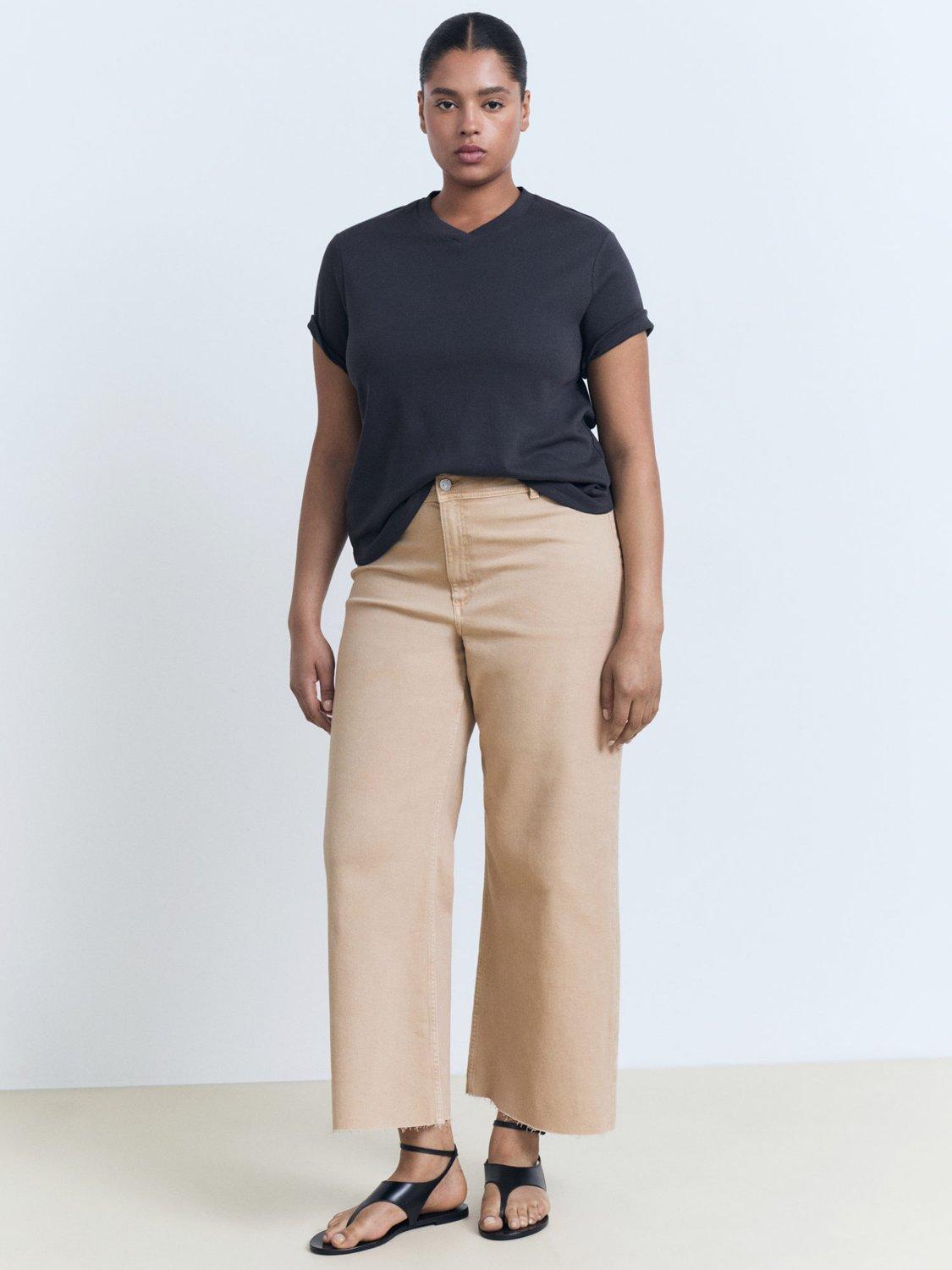 Product image 7 of 8, which shows Mango Catherin High Rise Culotte Trousers, Light Pastel Brown, 4