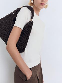 Mango Basic Short Sleeve Jumper, Light Beige, Light Beige