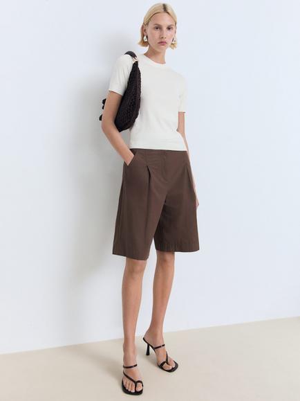 Mango Basic Short Sleeve Jumper, Light Beige - view 2, Light Beige