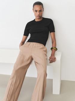 Mango Basic Short Sleeve Knit Top, Black, Black