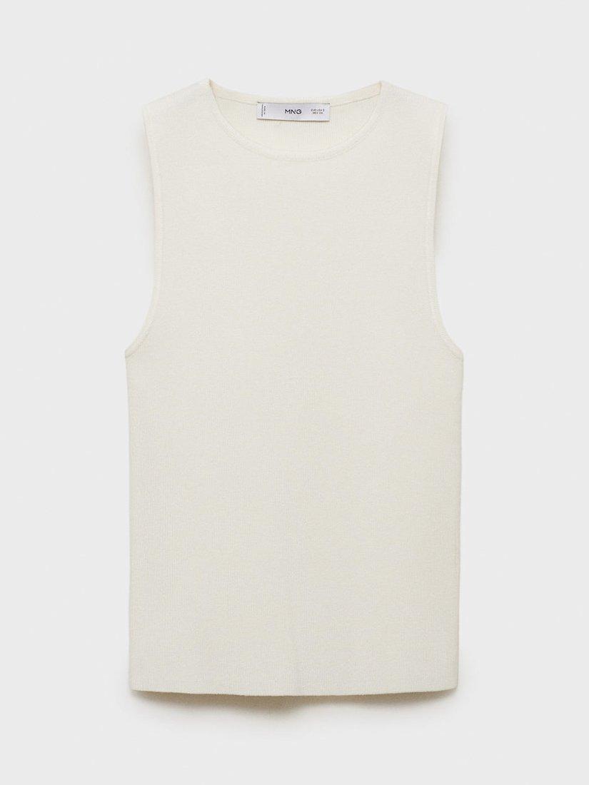 Product image 3 of 8, which shows Mango Hernan Fine Knit Sleeveless Top, Light Beige, L
