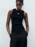 Mango Hernan Fine Knit Sleeveless Top, Black