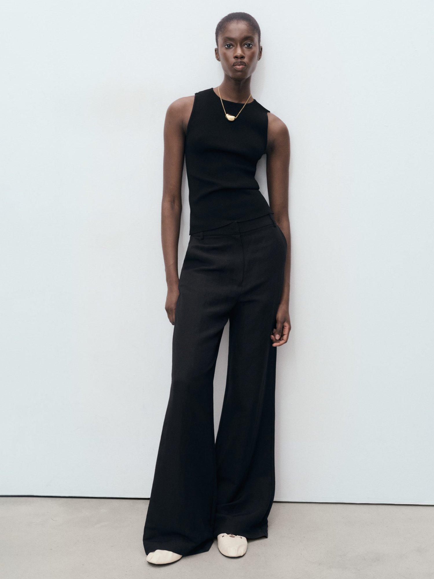 Product image 2 of 8, which shows Mango Hernan Fine Knit Sleeveless Top, Black, L