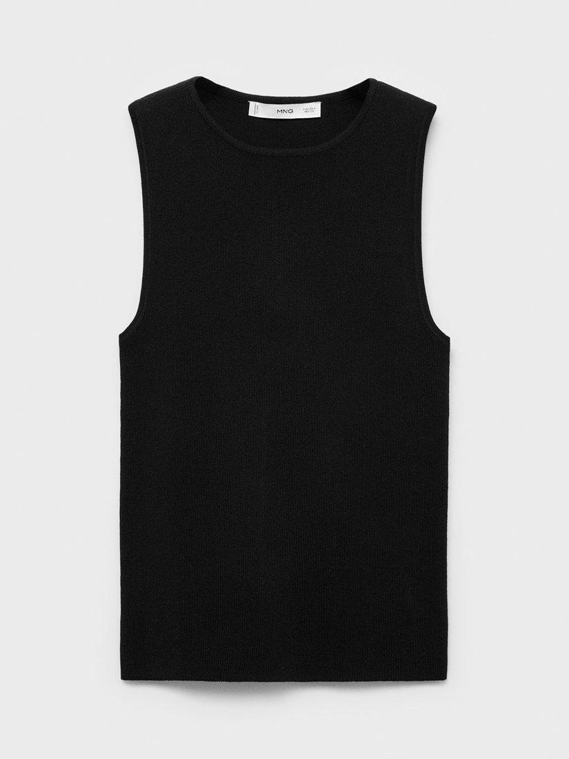 Product image 3 of 8, which shows Mango Hernan Fine Knit Sleeveless Top, Black, L