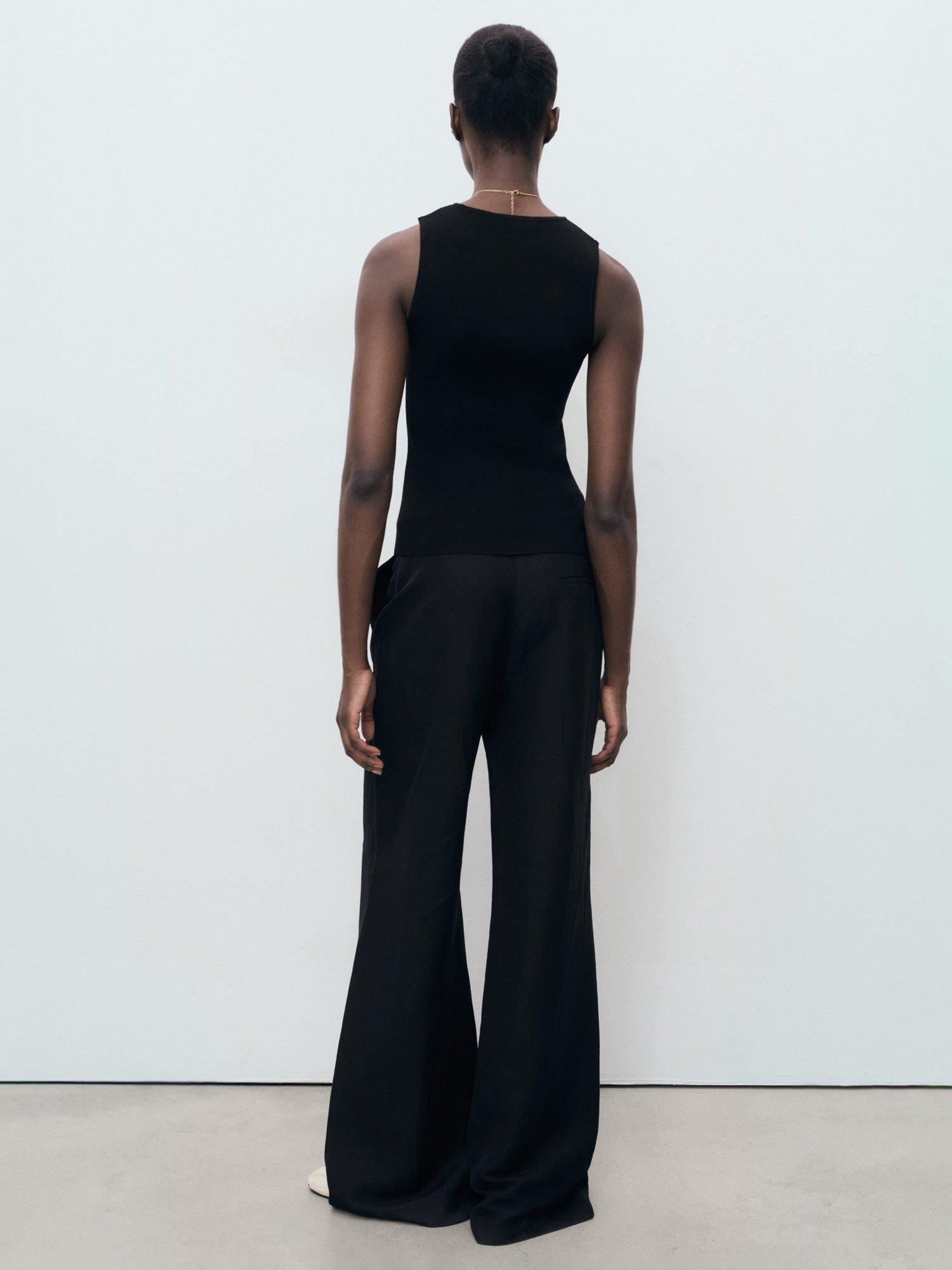 Product image 4 of 8, which shows Mango Hernan Fine Knit Sleeveless Top, Black, L