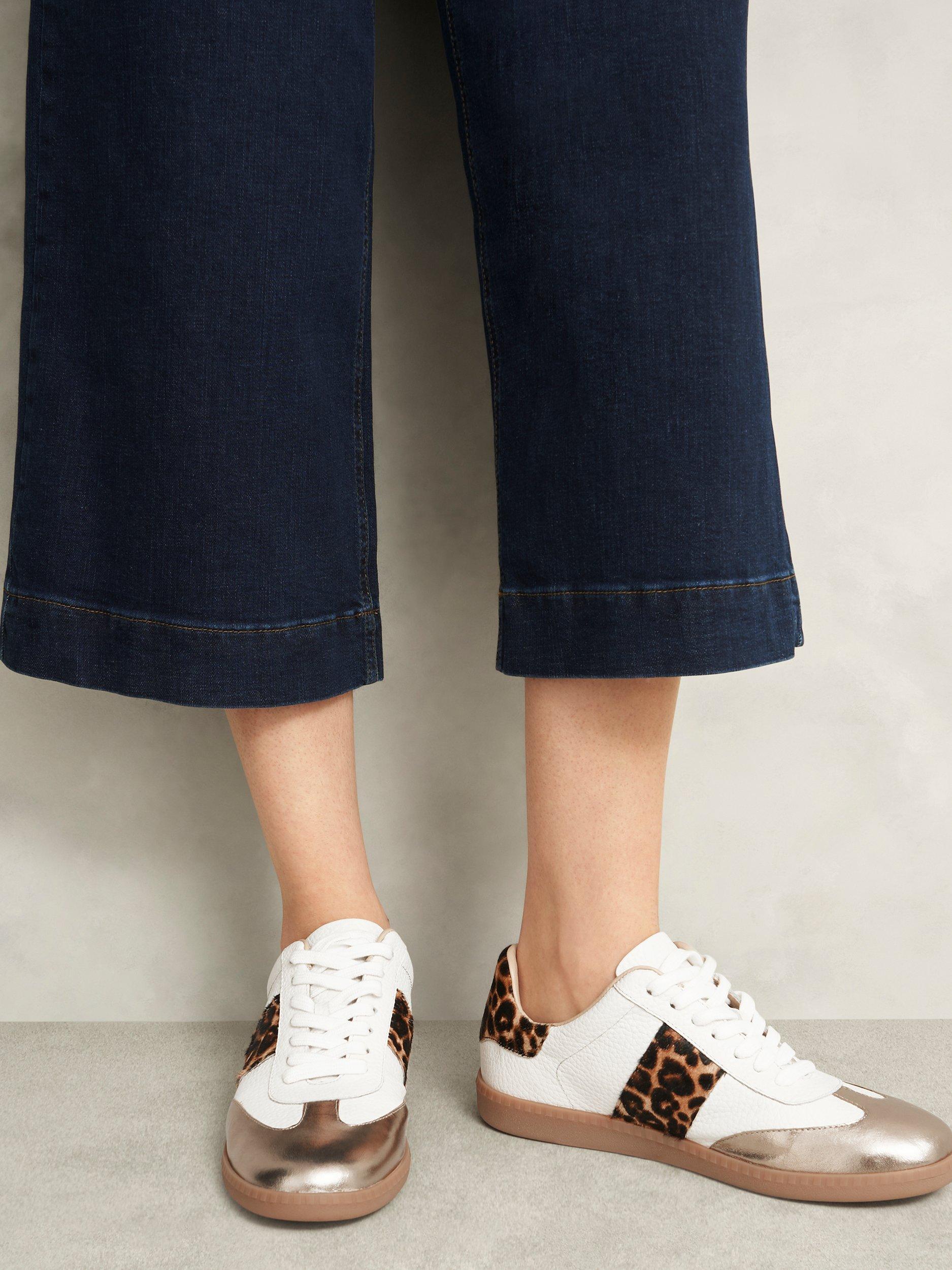 Product image 4 of 5, which shows Hobbs Etta Leather Trainers, Ivory/Multi, 4