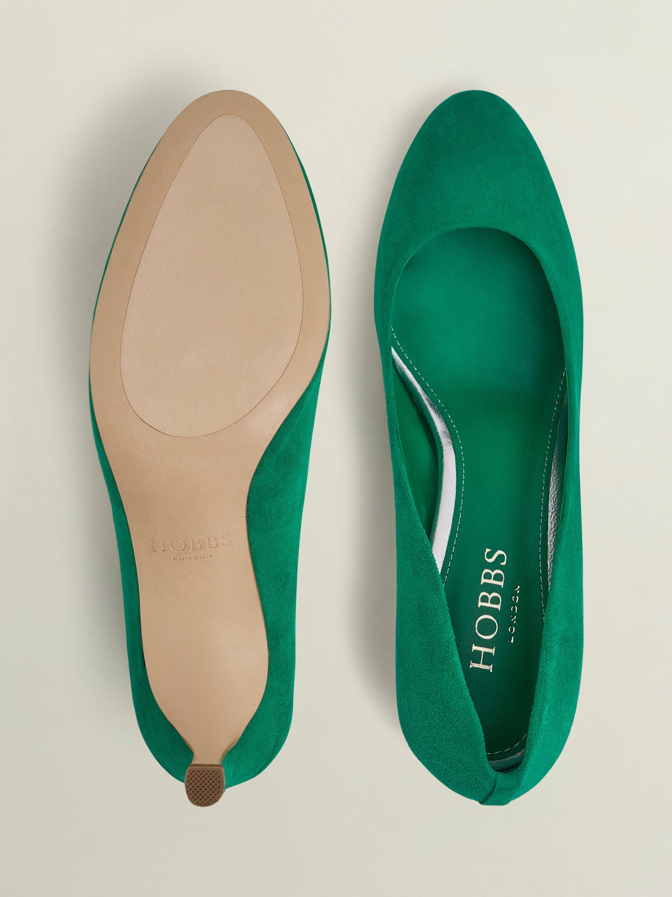 Product image 2 of 6, which shows Hobbs Lizzie Suede Court Shoes, Amethyst Green, 3
