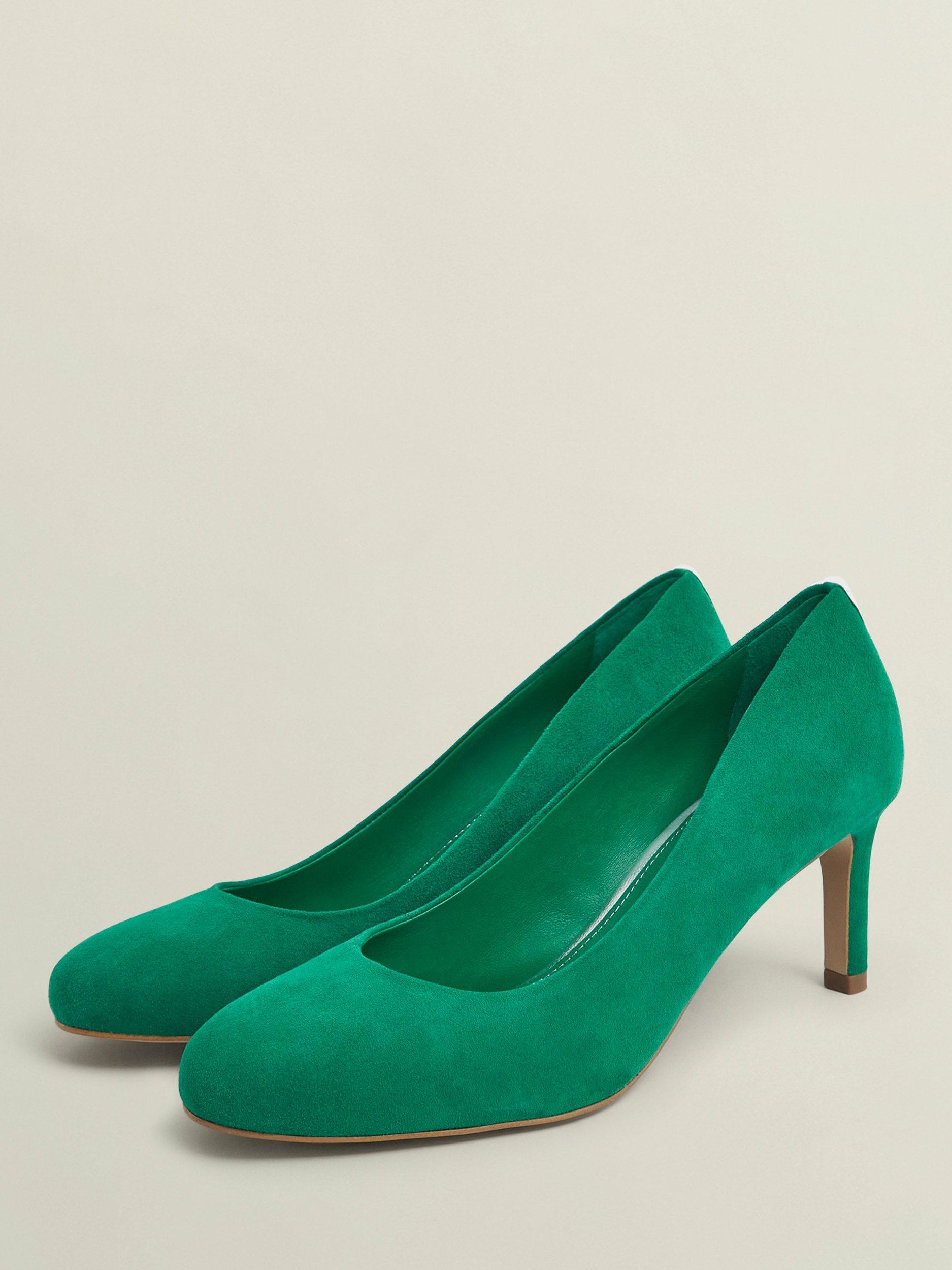 Product image 3 of 6, which shows Hobbs Lizzie Suede Court Shoes, Amethyst Green, 3