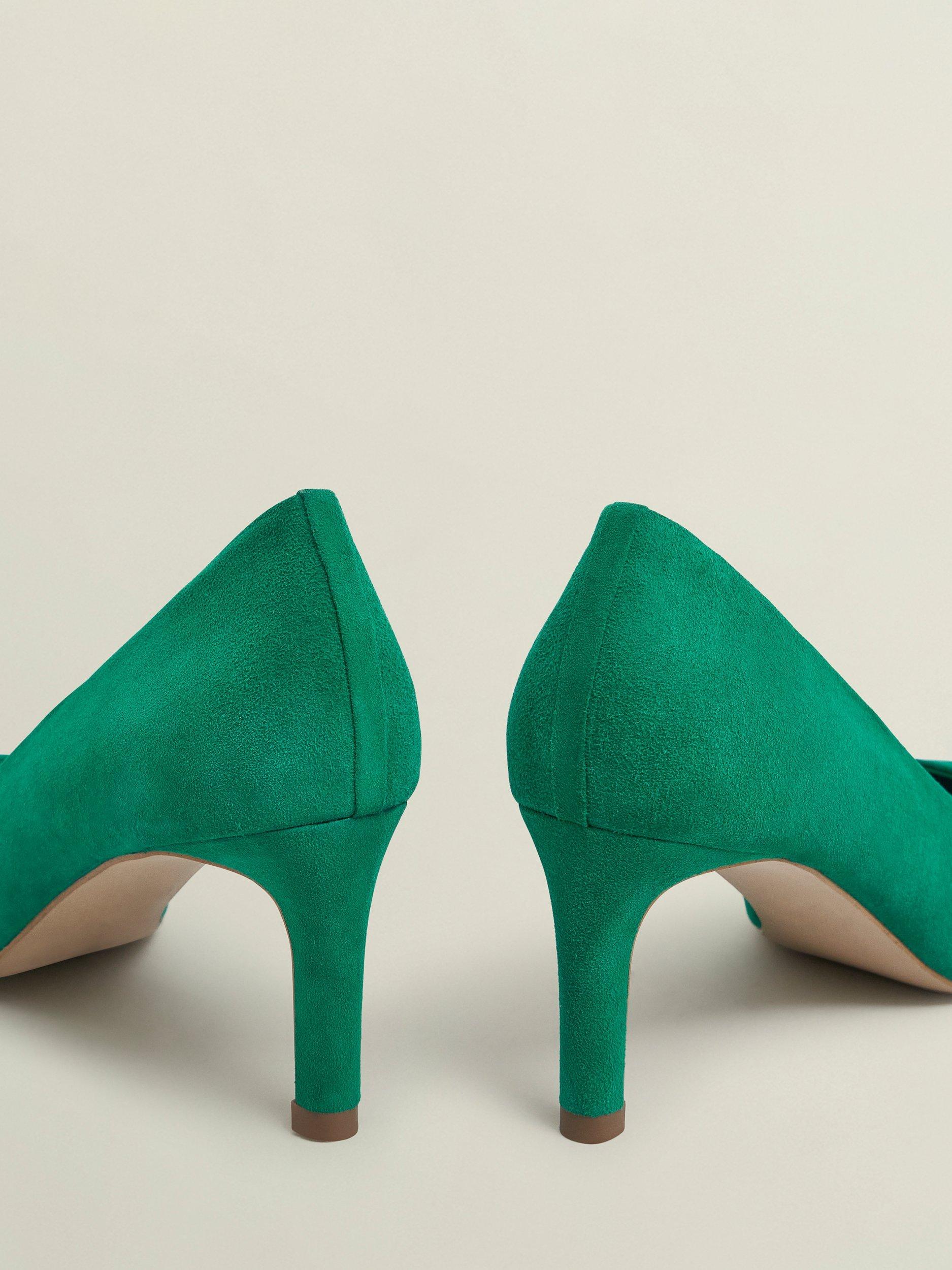 Product image 4 of 6, which shows Hobbs Lizzie Suede Court Shoes, Amethyst Green, 3