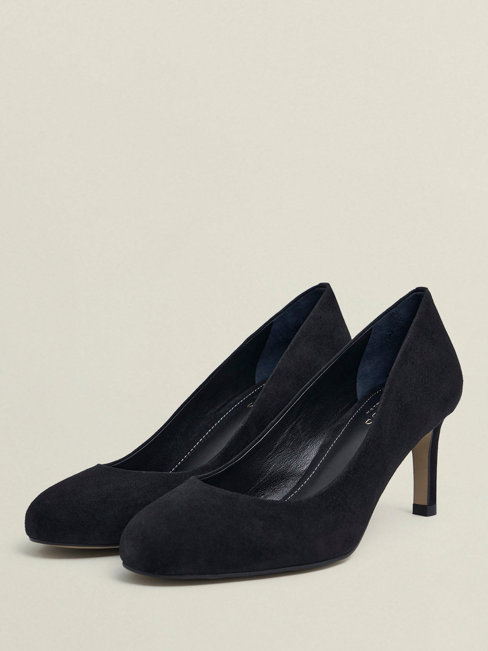 Product image 3 of 6, which shows Hobbs Lizzie Suede Court Shoes, Black, 3