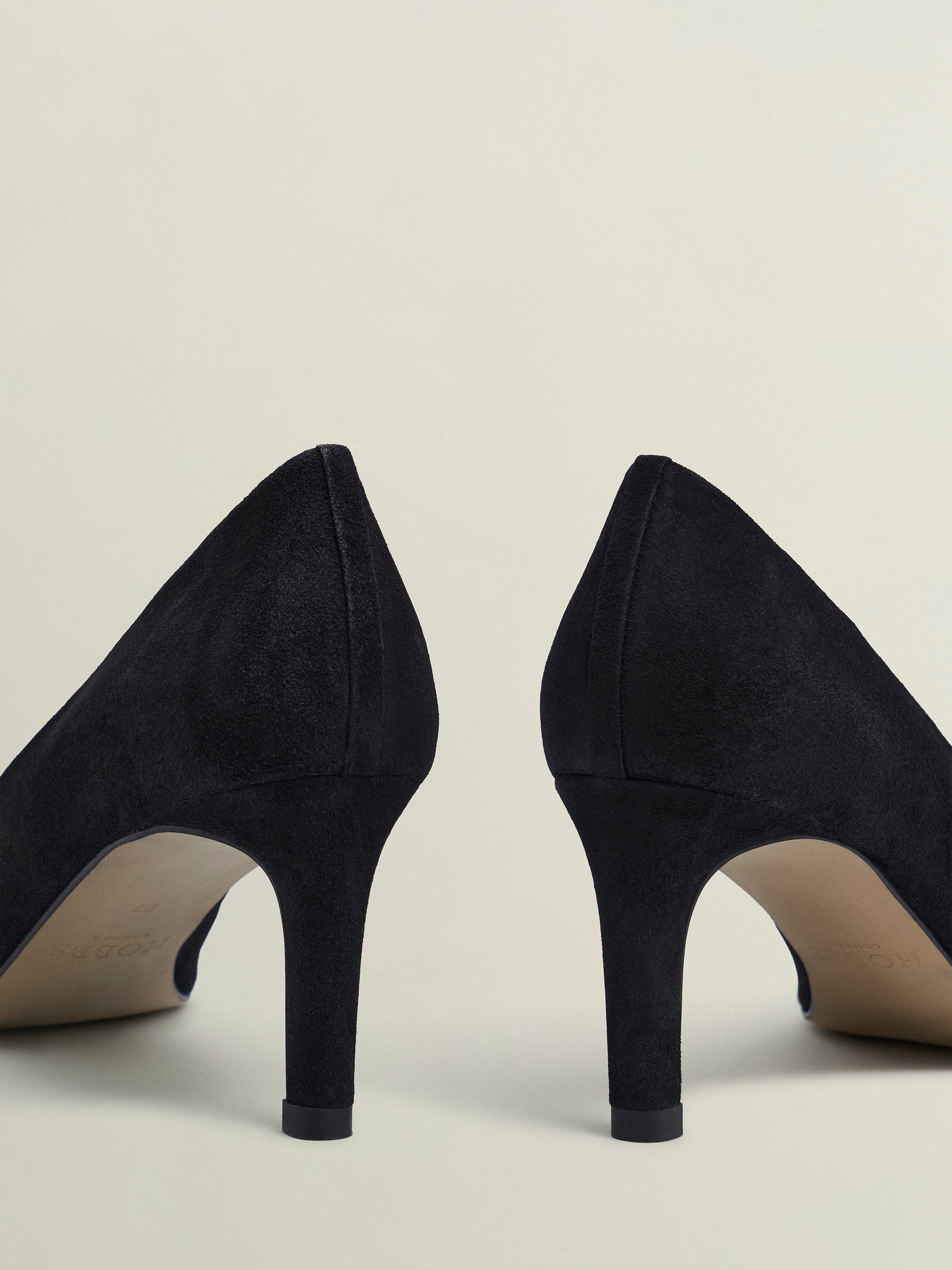 Product image 4 of 6, which shows Hobbs Lizzie Suede Court Shoes, Black, 3
