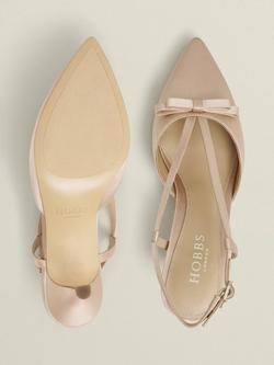 Hobbs Macie Satin Bow Singback Shoes, Pale Yellow - view 2, Warm Taupe
