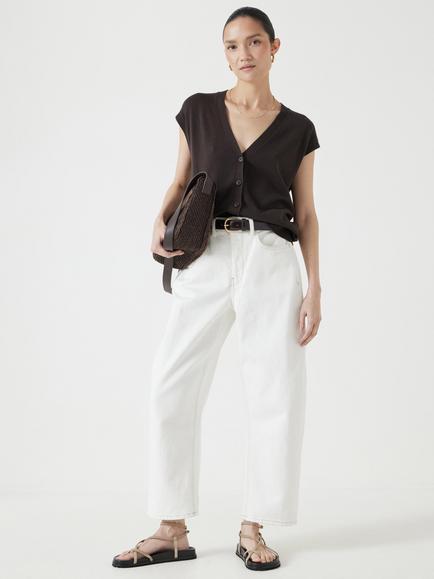HUSH Cordelia Barrel Leg Jeans, White, White