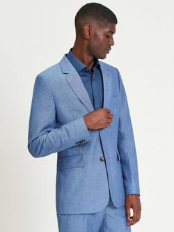 Ben Sherman Linen Blend Blazer, Blue, Blue
