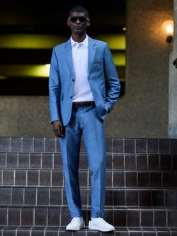 Ben Sherman Soho Fut Linen Blend Trousers, Blue - view 2, Blue