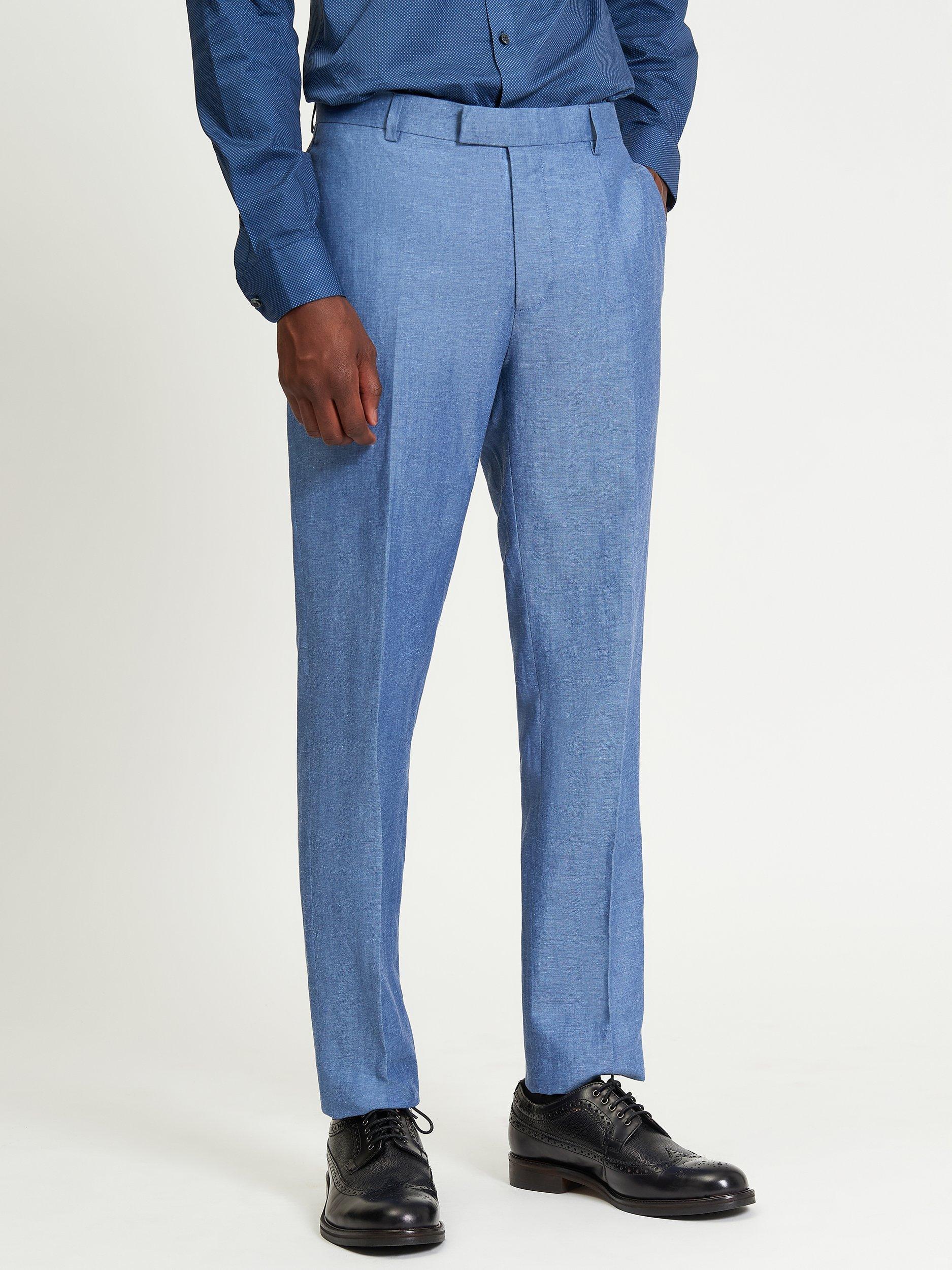 Product image 4 of 5, which shows Ben Sherman Soho Fut Linen Blend Trousers , Blue, 30R