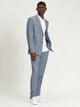 Ben Sherman Linen Blend Puppytooth Trousers, Blue