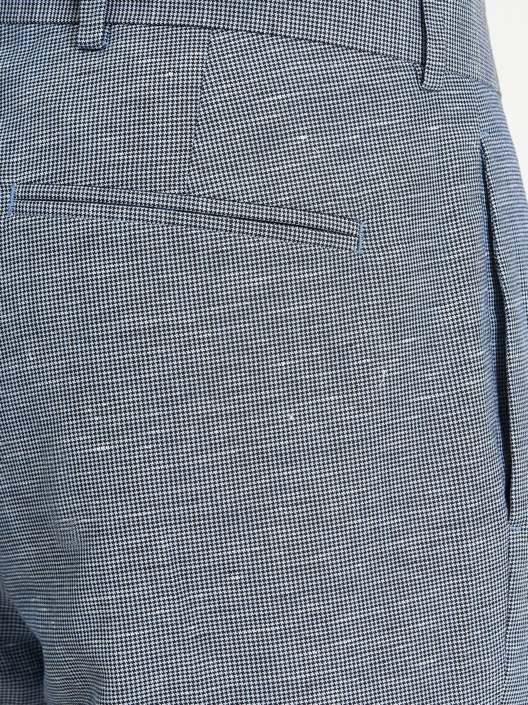 Product image 4 of 5, which shows Ben Sherman Linen Blend Puppytooth Trousers, Blue, 30R