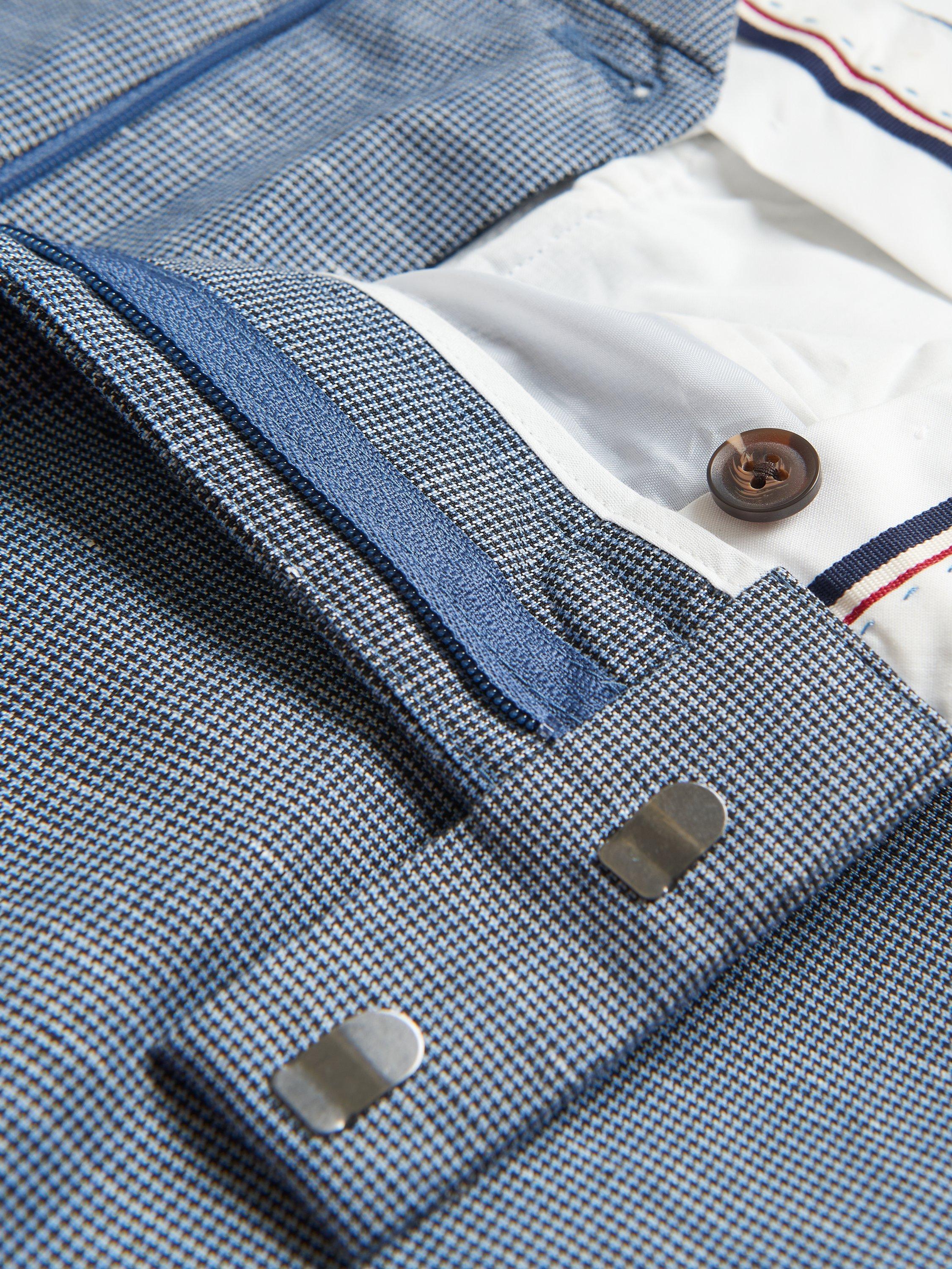 Product image 5 of 5, which shows Ben Sherman Linen Blend Puppytooth Trousers, Blue, 30R